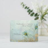RSVP Reactie Peacock Veer Goud Elegant Bruiloft (Staand voorkant)