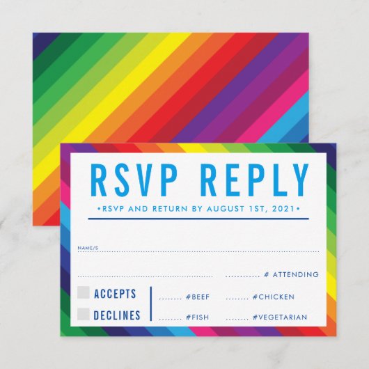 RSVP REACTIE REACTIE moderne kleurrijke regenboogs Kaartje (Voorkant / Achterkant)
