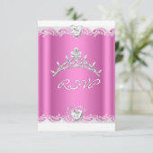 RSVP Reactie Reactie Roze Witte Kant Quinceanera (Staand voorkant)