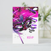 RSVP Reactie Reactie Verjaardagsfeestmasker Wit Ro Kaartje (Staand voorkant)