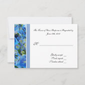 RSVP, reactiekaart, blauwe hydrangea RSVP Kaartje (Voorkant)