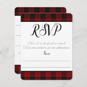 RSVP/reactiekaart met rood en zwart RSVP Kaartje (Voorkant / Achterkant)