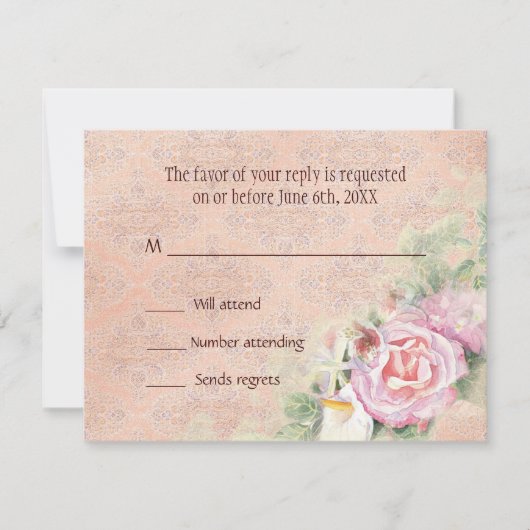 RSVP-reactiekaart - Pastel-Rozen en Calla Lilies RSVP Kaartje (Voorkant)