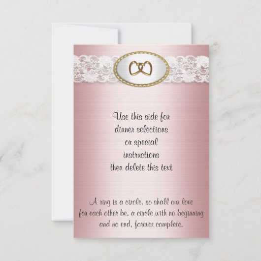 RSVP-reactiekaart Roze satijn-look RSVP Kaartje (Achterkant)