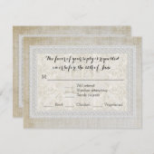 RSVP-reactiekaart Rustic Lace Aged  Linen RSVP Kaartje (Voorkant / Achterkant)