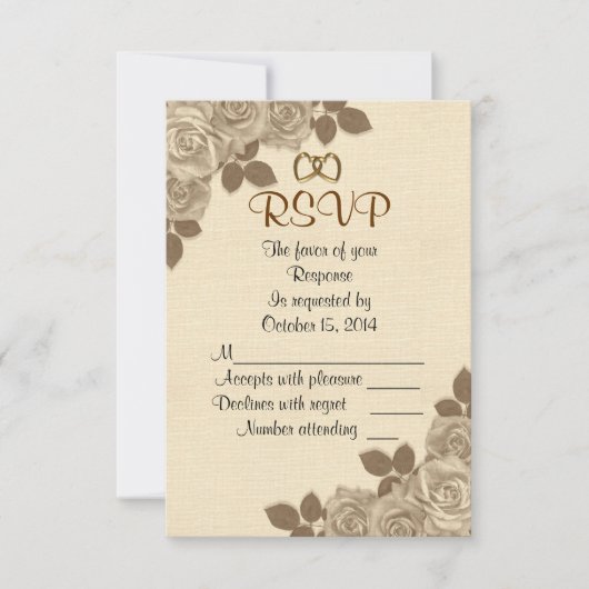 RSVP-reactiekaart sepia rozen RSVP Kaartje (Voorkant)