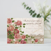 RSVP-reactiekaart - Tea Roos  Lace RSVP Kaartje (Staand voorkant)