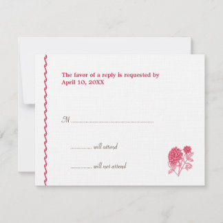RSVP-reactiekaart voor Rode dahlia trouwenclub RSVP Kaartje