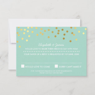 RSVP REAGEER schattige gouden folie confetti paste Kaartje