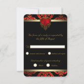 RSVP Red Black and Gold Wedding Kaart (Achterkant)