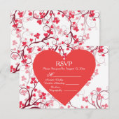 RSVP Red Hearts Kaartje (Voorkant / Achterkant)