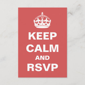 RSVP Red Keep Calm Wedding RSVP Kaartje