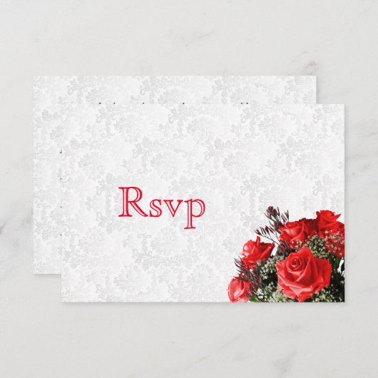 RSVP Red Rose Floral Mariage (Devant / Derrière)