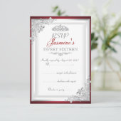 RSVP Red Silver Damask Couronne Douce 16 (Debout devant)