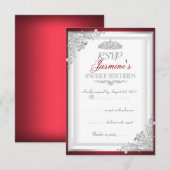 RSVP Red Silver Damask Couronne Douce 16 (Devant / Derrière)