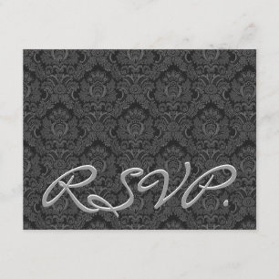 RSVP-reiskaart voor zwarte en zilveren Damask RSVP Kaartje