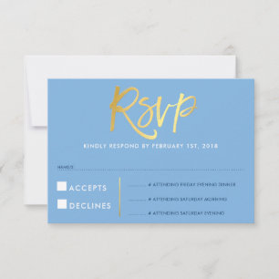 RSVP REPLY RESPONSE faux gouden cornflower blue