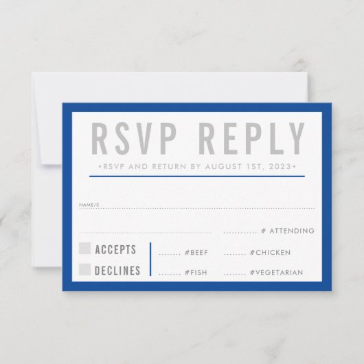 RSVP REPLY RESPONSE modern bold boy blue grijs (Voorkant)