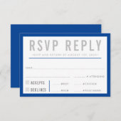 RSVP REPLY RESPONSE modern bold boy blue grijs (Voorkant / Achterkant)
