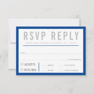 RSVP REPLY RESPONSE modern bold boy blue grijs
