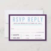 RSVP REPLY RESPONSE modern bold eggplant blue (Voorkant)