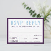 RSVP REPLY RESPONSE modern bold eggplant blue Kaartje (Staand voorkant)