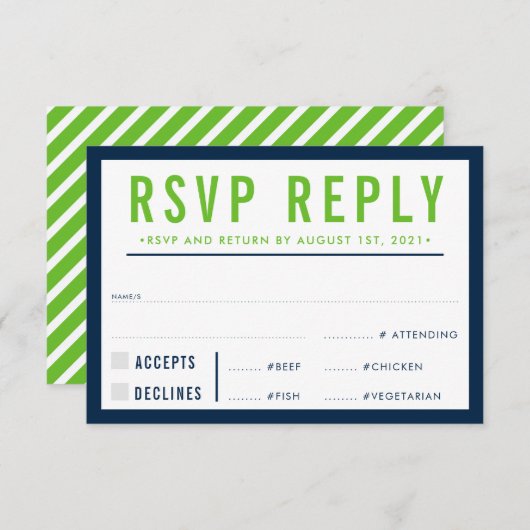 RSVP REPLY RESPONSE modern bold green marvy (Voorkant / Achterkant)