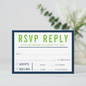 RSVP REPLY RESPONSE modern bold green marvy Kaartje (Staand voorkant)