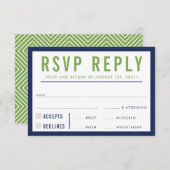RSVP REPLY RESPONSE modern bold navy blue green (Voorkant / Achterkant)
