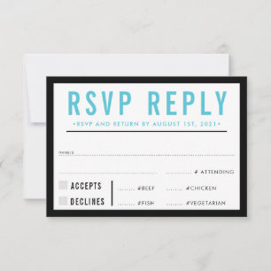RSVP REPLY RESPONSE simpele, moderne, vette zwarte Kaartje