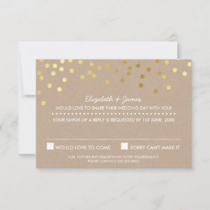 RSVP RÉPONDRE à la réponse kraft à la confetti en 