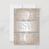 RSVP Répondre Elegant Damask Cream Silver Floral (Devant)