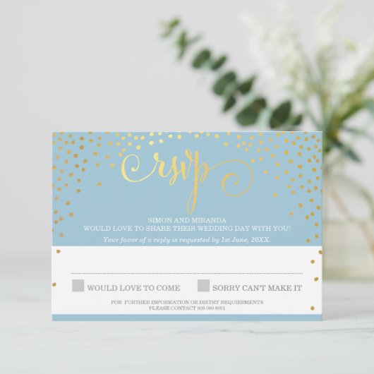 RSVP RÉPONDRE élégant rustique mini confetti d'or  (Debout devant)