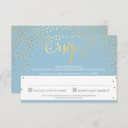 RSVP RÉPONDRE élégant rustique mini confetti d'or  (Devant / Derrière)