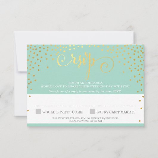 RSVP RÉPONDRE élégant rustique mini confetti ment (Devant)