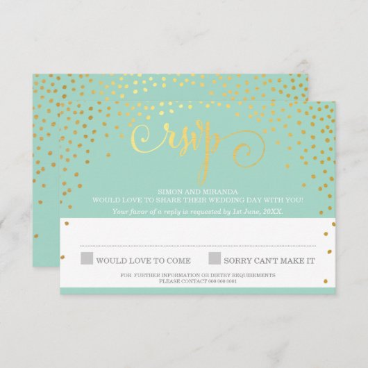 RSVP RÉPONDRE élégant rustique mini confetti ment (Devant / Derrière)