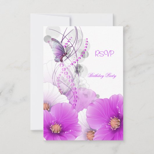 RSVP Répondre Joli Papillon blanc Lilac Floral (Devant)