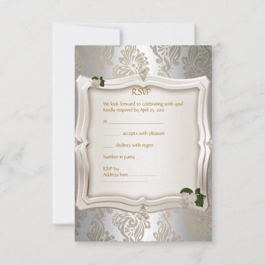 RSVP Répondre Mariage élégant Sepia Silver Rose bl (Dos)