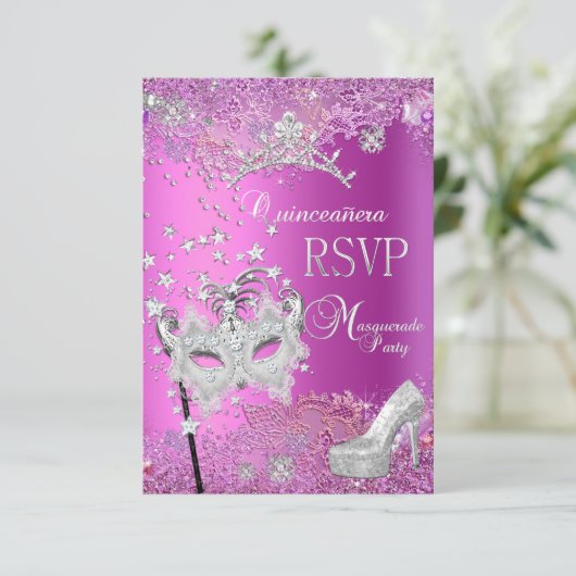 RSVP Répondre Masquerade Quinceanera 15ème Parti r (Debout devant)