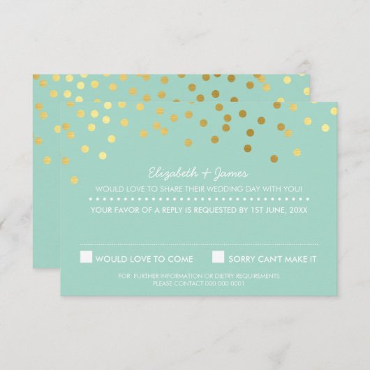 RSVP RÉPONDRE Mignonne en feuille d'or confetti pa (Devant / Derrière)