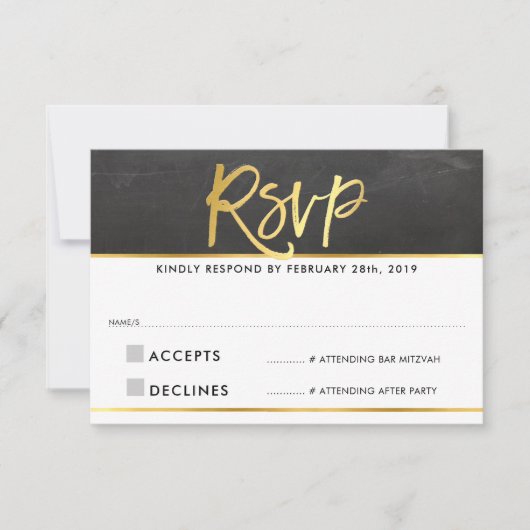 RSVP RÉPONDRE moderne gris tableau noir écriture o (Devant)