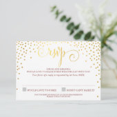 RSVP RÉPONDRE stylisé mini confetti marsala en or  (Debout devant)
