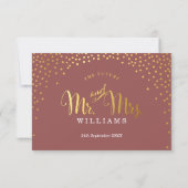 RSVP RÉPONDRE stylisé mini confetti marsala en or  (Dos)