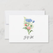 RSVP Réponse Aquarelle Florale Bleu Rose Fermes (Dos)