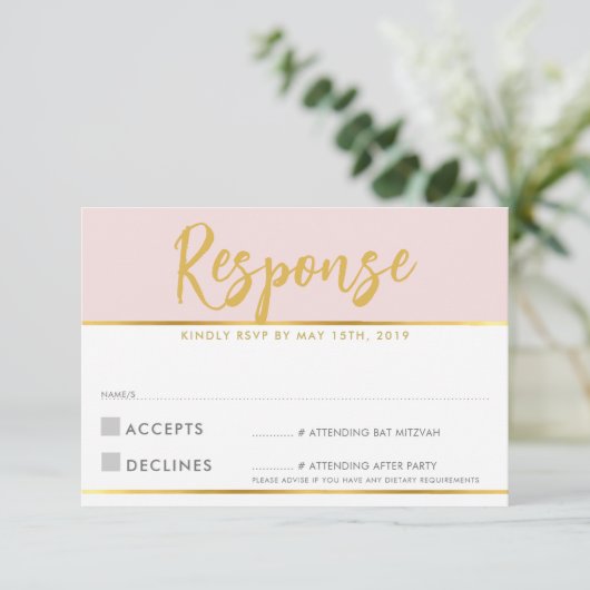 RSVP REPONSE CARD or rose pâle pois (Debout devant)
