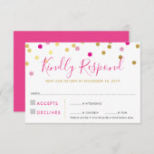 RSVP RÉPONSE CARTE de RÉPONSE confetti tache or ro (Devant / Derrière)