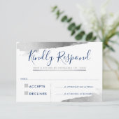 RSVP RÉPONSE CARTE dorée argenté bleu marine (Debout devant)