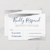 RSVP RÉPONSE CARTE dorée argenté bleu marine (Devant / Derrière)