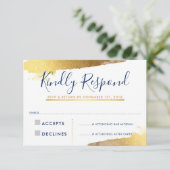 RSVP RÉPONSE CARTE dorée marine bleu marine (Debout devant)