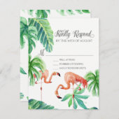 RSVP Réponse Flamant rose Plage Océan Tropical Feu (Devant / Derrière)